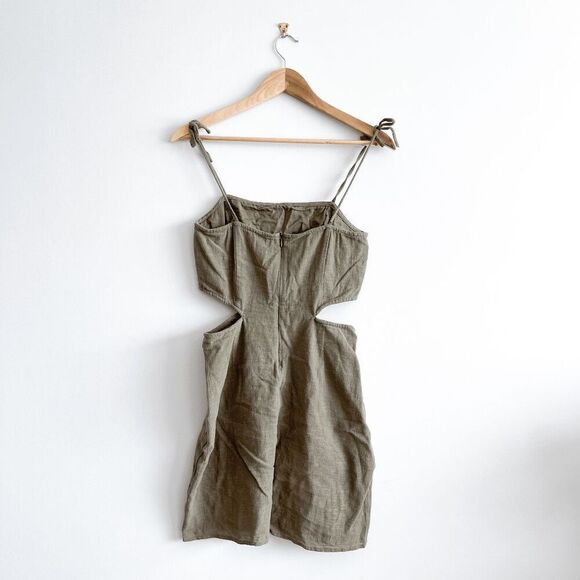 Noisy May Womens Cut-Out Mini Strap Dress Sleeveless Olive Green Size Small - Picture 3 of 8
